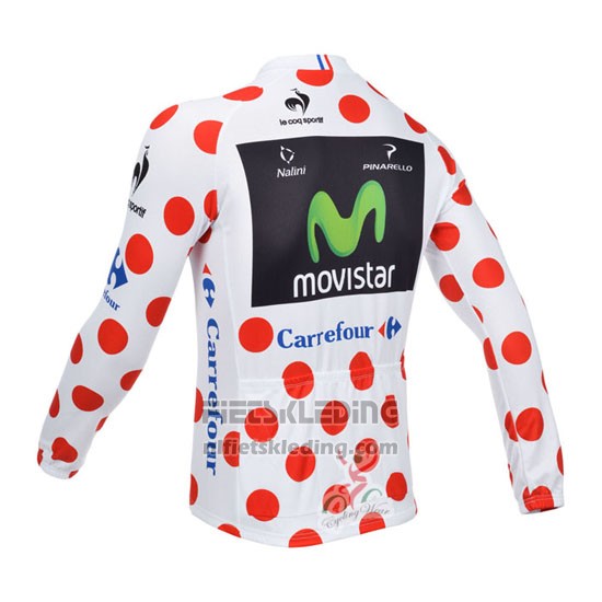 2013 Fietskleding Movistar Lider Wit en Rood Lange Mouwen en Koersbroek